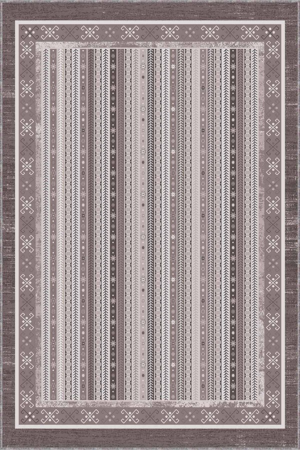 Bej Otantik Kaymaz Tabanlı Makinede Yıkanabilir Halı RV276