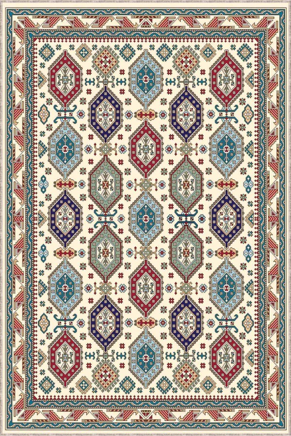 Çok Renkli Otantik Kaymaz Tabanlı Dekoratif Halı RV282