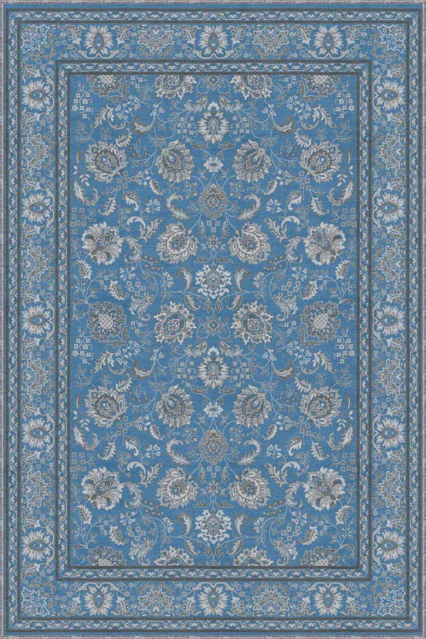 Mavi Vintage Kaymaz Tabanlı Makinede Yıkanabilir Halı RV291