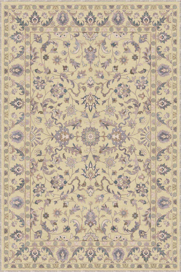 Krem Vintage Kaymaz Tabanlı Makinede Yıkanabilir Halı RV294