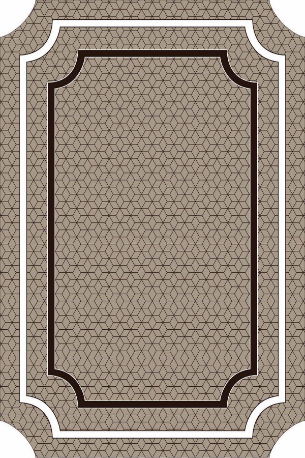 Bej Çerçeveli Kaymaz Tabanlı Lazer Kesim Halı RV313