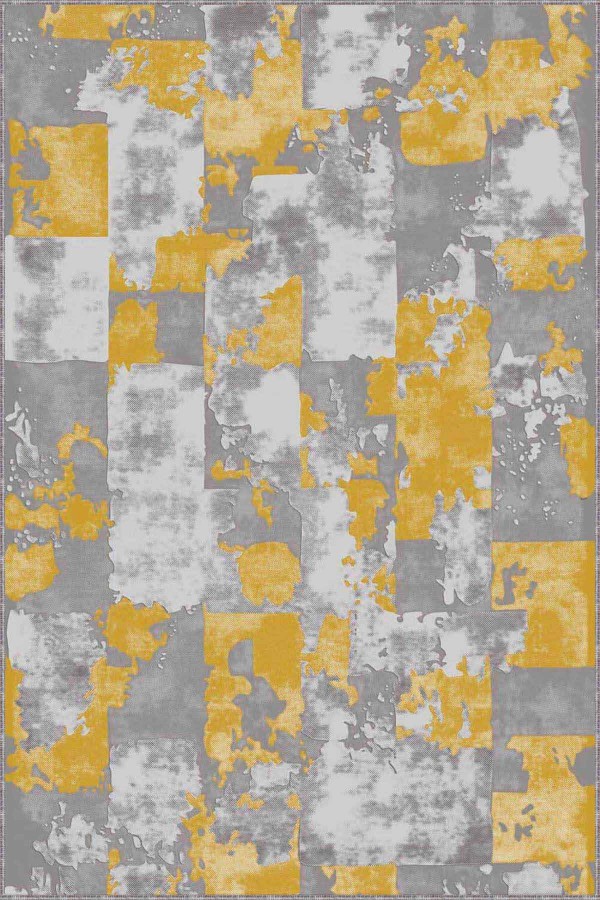 Sarı Vintage Kaymaz Tabanlı Makinede Yıkanabilir Halı SU06