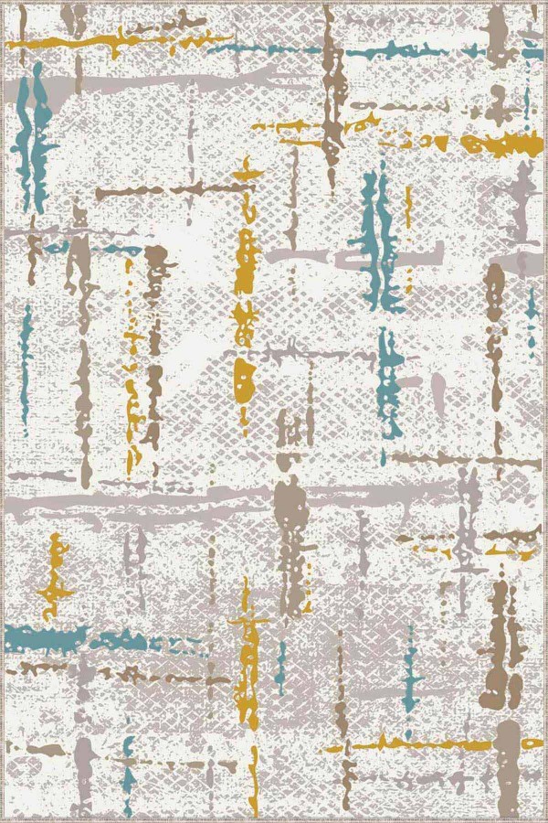 Sarı Turkuaz Spor Kaymaz Tabanlı Dekoratif Halı SY05