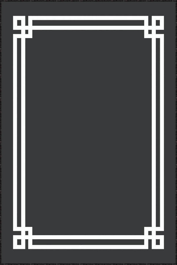 Antrasit Çerçeveli Kaymaz Tabanlı Dekoratif Halı TL001