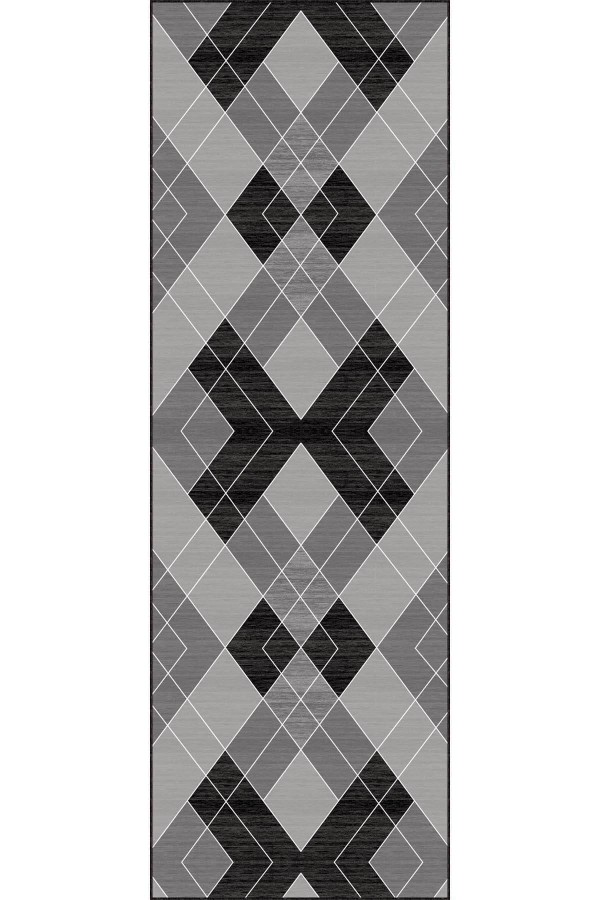 Koyu Gri Kaymaz Geometrik Kesme Rulo Özel Ölçü Yolluk VH005