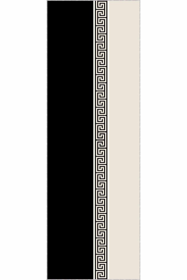 Siyah Kaymaz Tabanlı Modern Kesme Rulo Yolluk Halı VH017