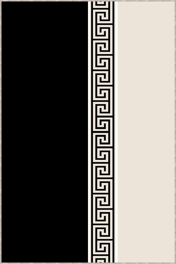 Siyah Kaymaz Tabanlı Modern Kesme Rulo Yolluk Halı VH017