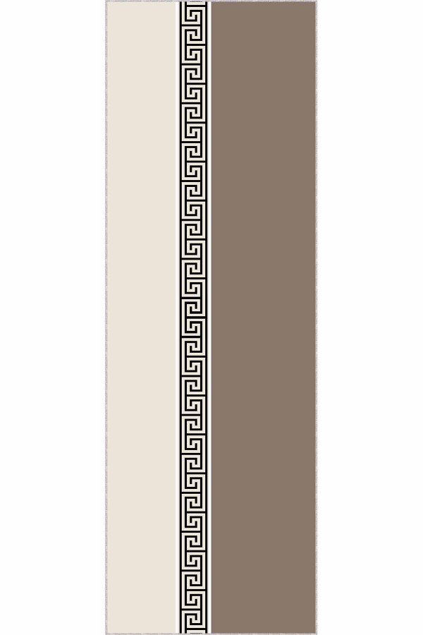 Bej Kaymaz Tabanlı Modern Kesme Rulo Yolluk Halı VH019