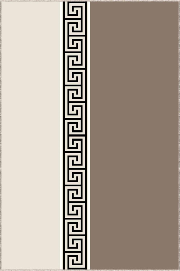 Bej Kaymaz Tabanlı Modern Kesme Rulo Yolluk Halı VH019