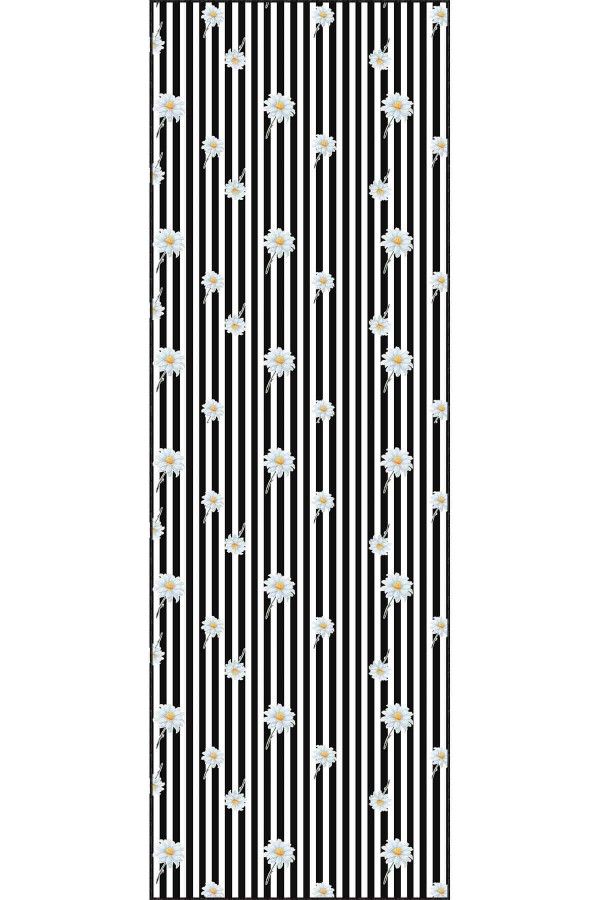 Beyaz Kaymaz Papatyalı Kesme Rulo Özel Ölçülü Yolluk VH100