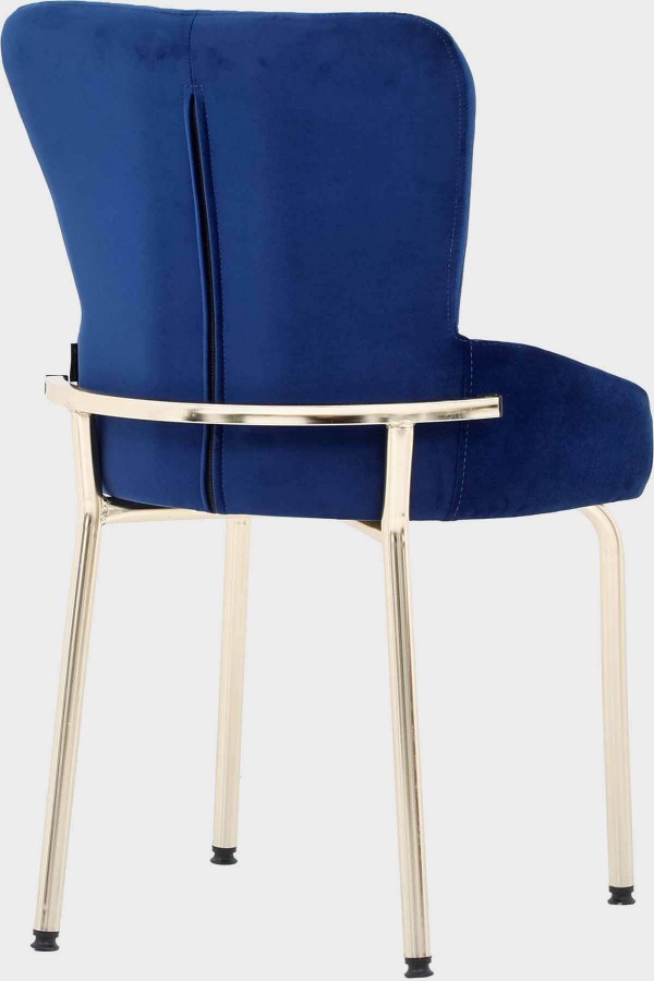 Lacivert Delta Baton Gold Ayaklı Mutfak Sandalyesi Takımı