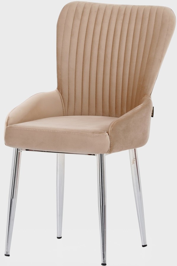 Cappucino Delta Kare Krom Ayaklı Mutfak Sandalyesi Takımı