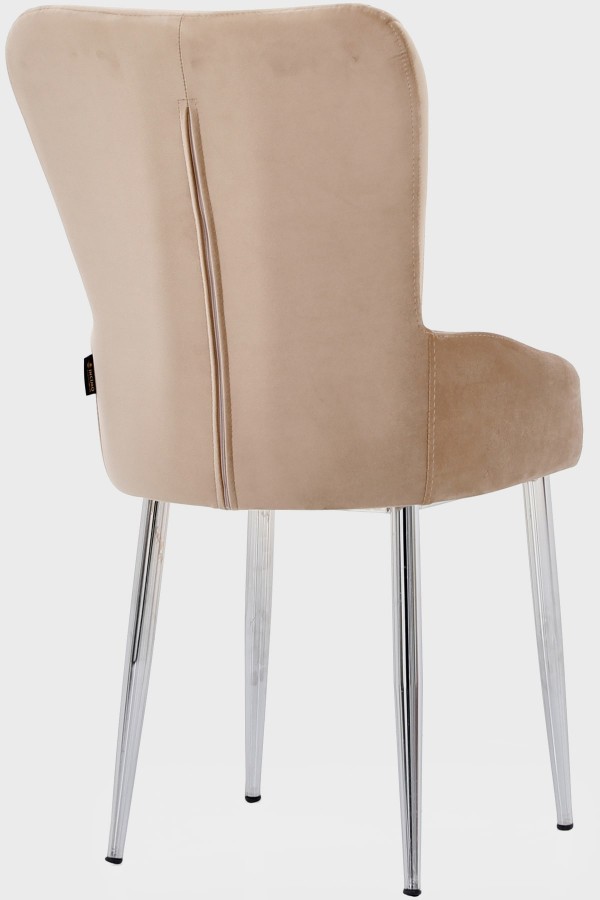 Cappucino Delta Kare Krom Ayaklı Mutfak Sandalyesi Takımı