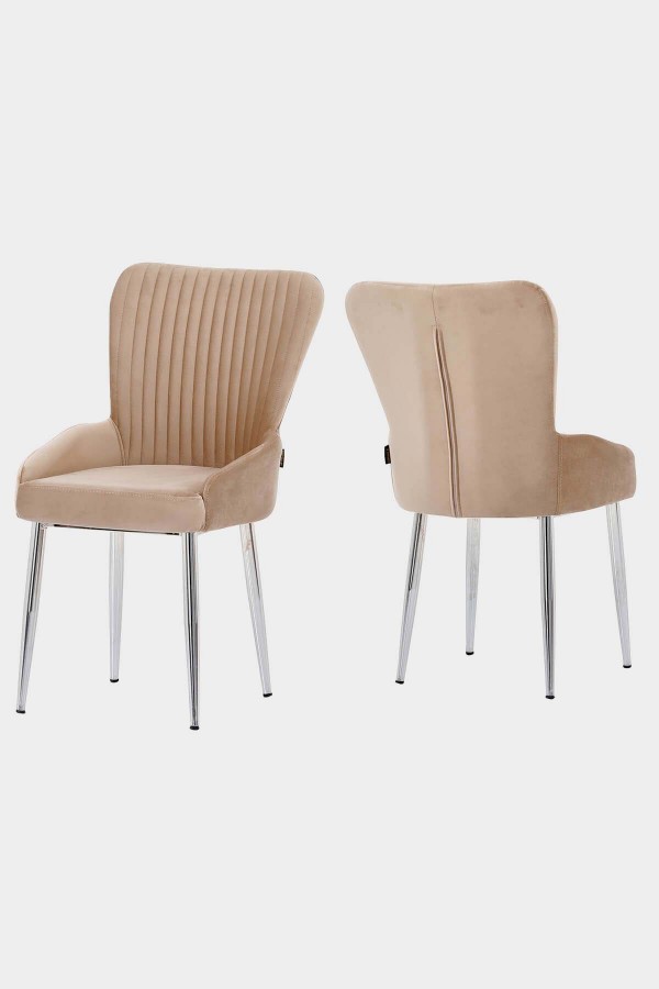 Cappucino Delta Kare Krom Ayaklı Mutfak Sandalyesi Takımı