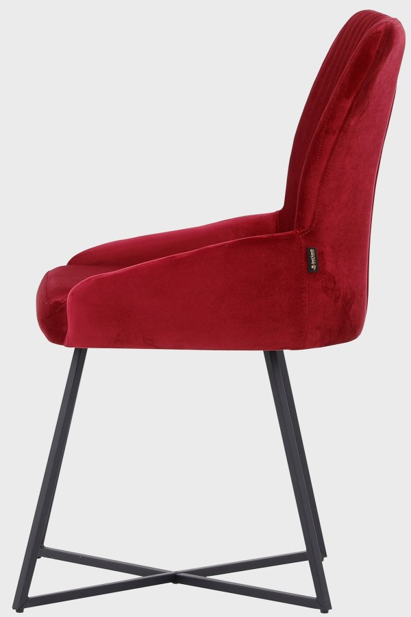 Bordo Delta Yıldız Siyah Ayaklı Mutfak Sandalyesi Takımı