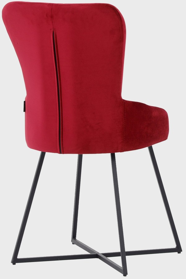 Bordo Delta Yıldız Siyah Ayaklı Mutfak Sandalyesi Takımı