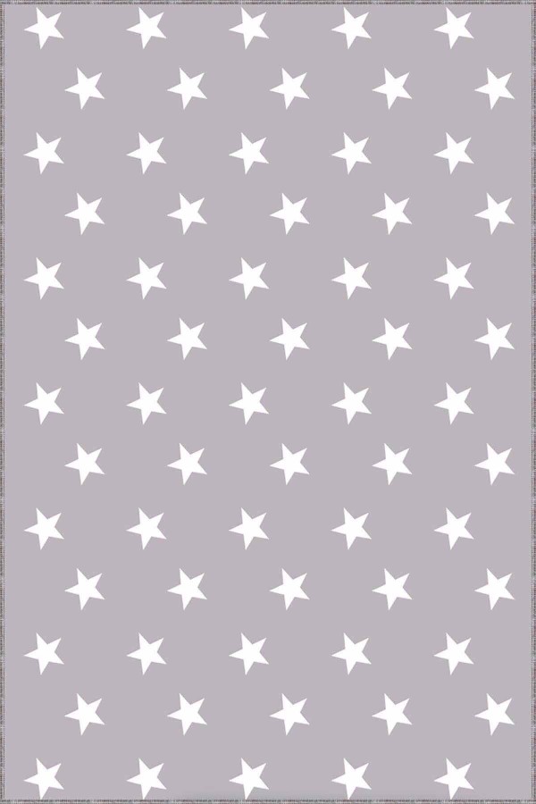 Gri Yıldızlı Kaymaz Tabanlı Makinede Yıkanabilir Halı YLD01