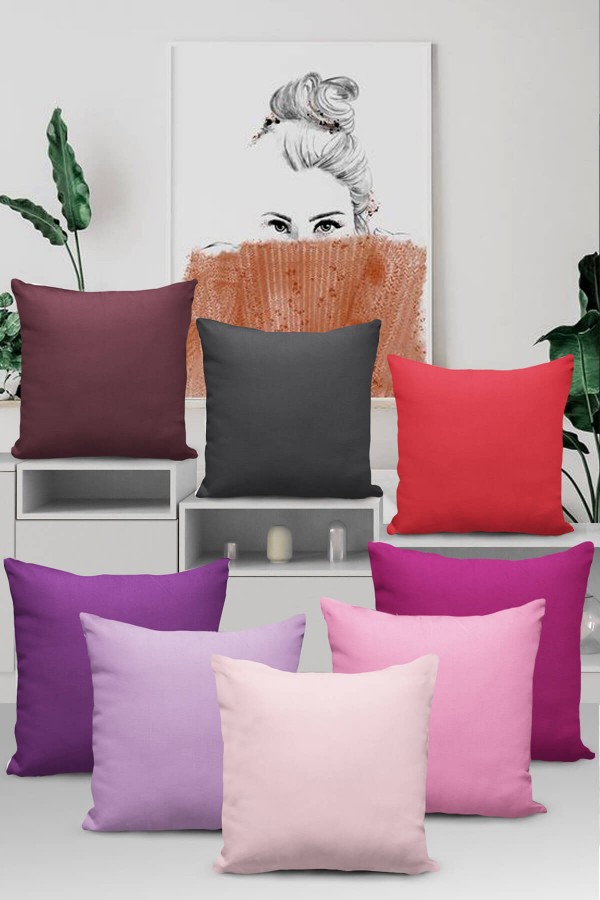 Haki Tek Renk 4'lü Set Çift Taraflı Kırlent Kılıfı 4KRL024