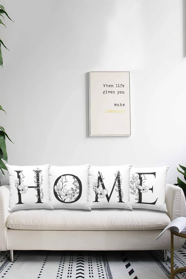 Çift Taraflı Beyaz B Harfli Yastık Kırlent Kılıfı KRL501