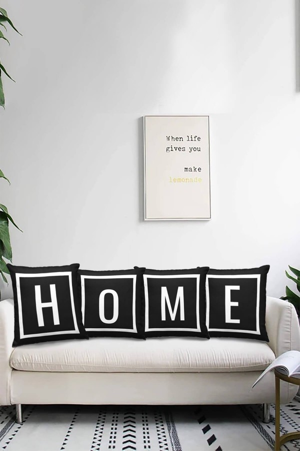 Çift Taraflı Siyah S Harfli Yastık Kırlent Kılıfı KRL613