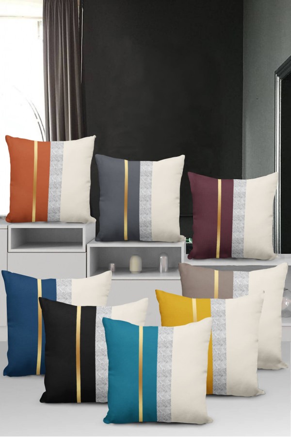 Bej Avangarde Çift Taraflı Yastık Kırlent Kılıfı KRL984