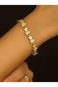 Yıldız Figürlü Taşlı Altın Kaplama 14K Bileklik – Suare Concept Işıltılı Zarif Tasarım