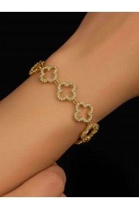 Van Cleff Yonca Zirkon Taşlı Gold Model 14K Pirinç Bileklik – Suare Concept Zarif Şans Tasarımı