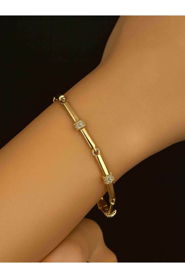 Minimalist Çubuk Zirkon Taşlı 14K Pirinç Bileklik – Suare Concept Zarif Tasarım